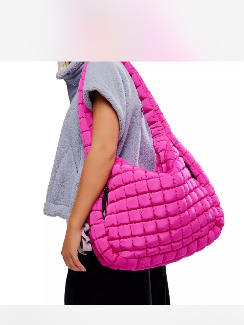 Free People Fuschia Flirt Quilted Shoulder Bag for Women